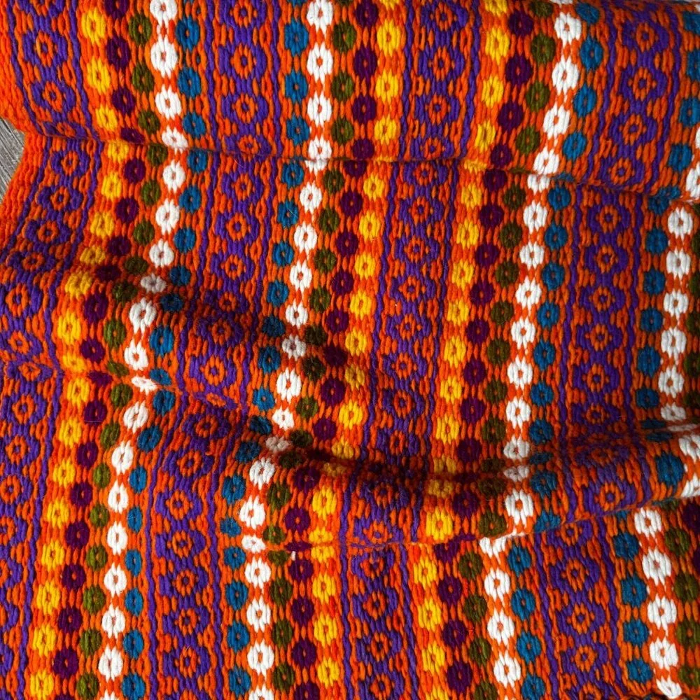 Handwoven Wool Blanket Throw End Bed Colorful‎ Scarf Fringed Edges Tribal Boho